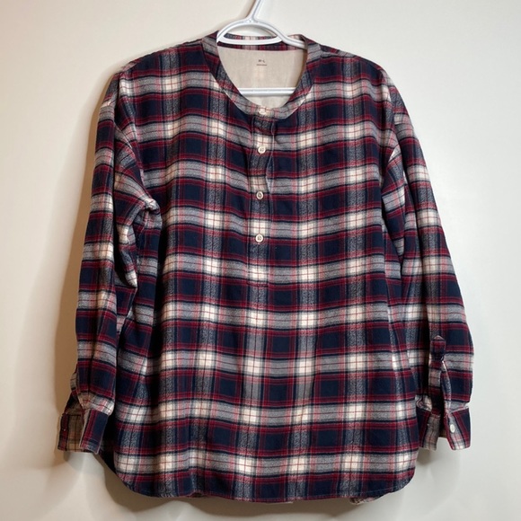 Plaid Half Button Up Long Sleeve Shirt - Picture 1 of 10